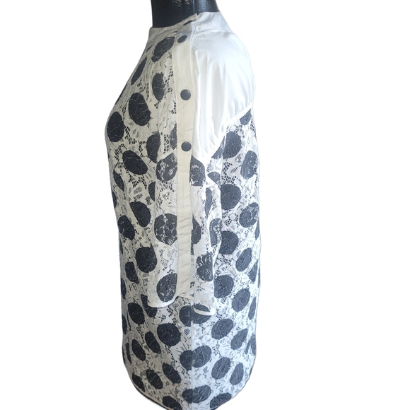Zara Black and White Lace Polka Dot Shift Dress S - Picture 6 of 8